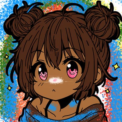 a manga girl with messy small buns