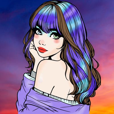 realistic girl with bangs looking over her shoulder