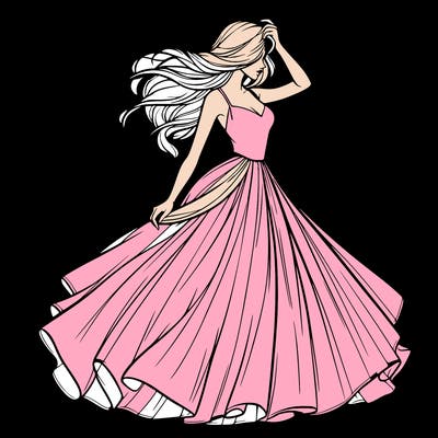 realistic woman with dress flowing in the wind