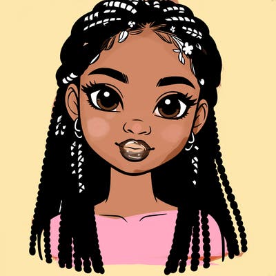 a realistic black girl with braids