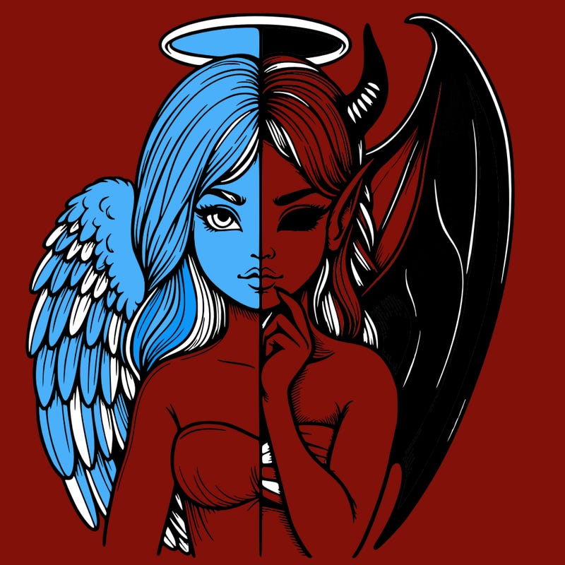 realistic angel half demon