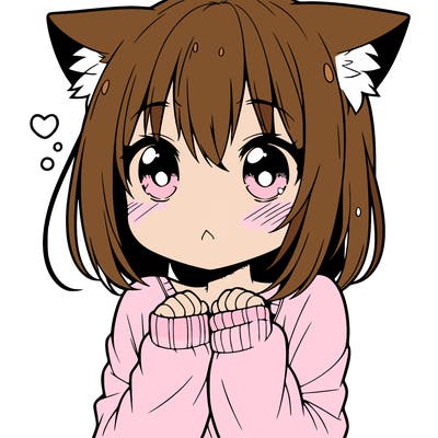 shy anime catgirl