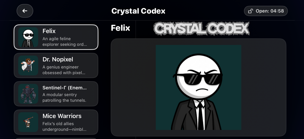 Stickman Escape : Jail Fails - Bildschirm mit Charakterprofil für Felix im Mobile Game Stickman Escape.