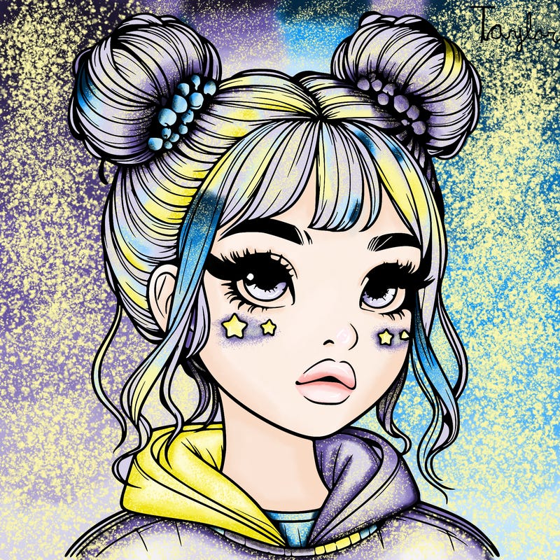 realistic girl with space buns