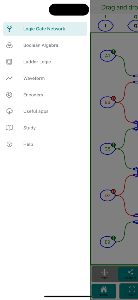 Logic-Gate-Design Pro - Sidebar menu for logic gate design and boolean algebra features