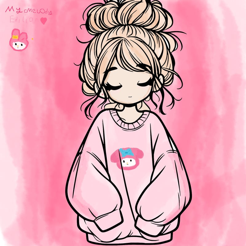 girl with baggy sweatshirt and messy bun