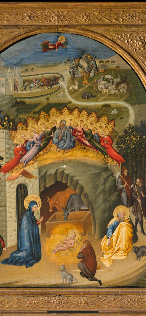 SC The Frick Pittsburgh - A detailed high-resolution view of a classic Nativity scene painting from The Frick Pittsburgh collection