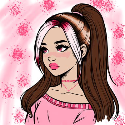 realistic girl with a high ponytail