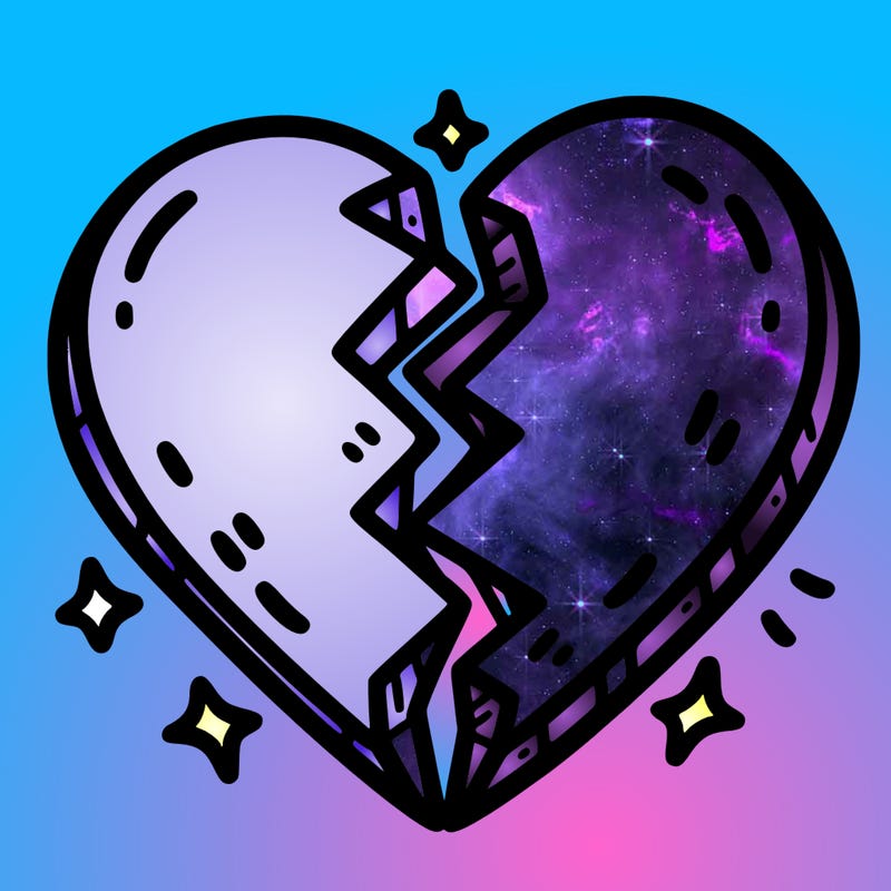 split in half heart