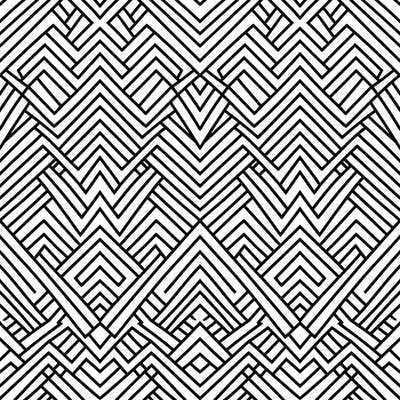 Explore a stunning array of repeating V-shaped and inverted V-shaped lines that create a dynamic and intricate geometric pattern. This captivating design provides a rich and dense coloring experience for all ages.