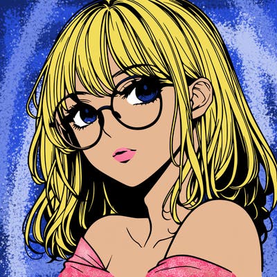 manga woman character with glasses and nice lips