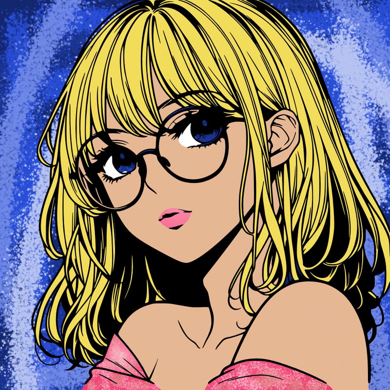manga woman character with glasses and nice lips