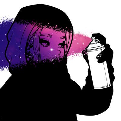 a realistic girl, spray painting