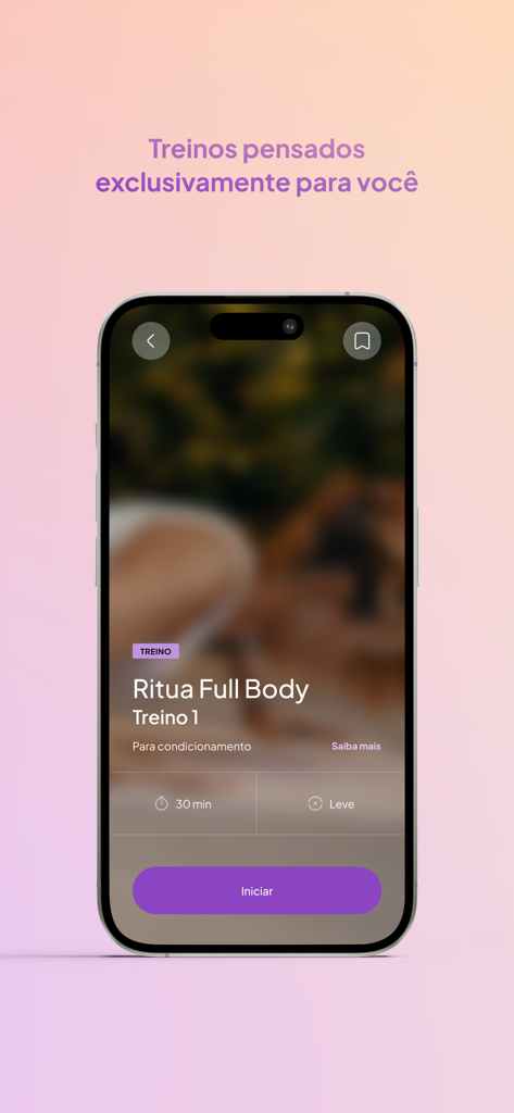iPhone screen displaying a thirty minute Ritua full body workout session