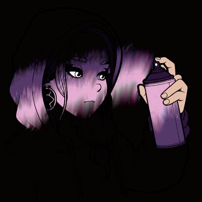 a realistic girl, spray painting