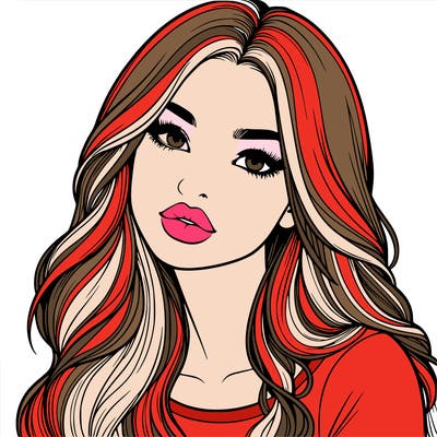 realistic girl with hair on her hair and lips