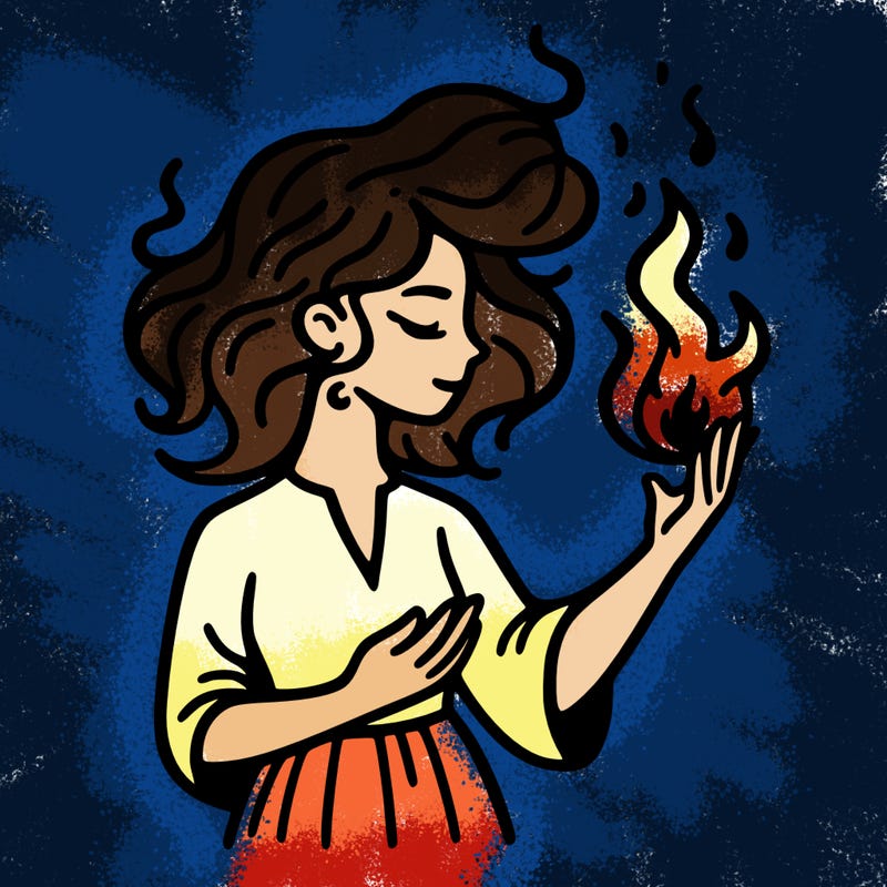 woman with fire