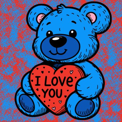 teddy bear holding an i love you heart