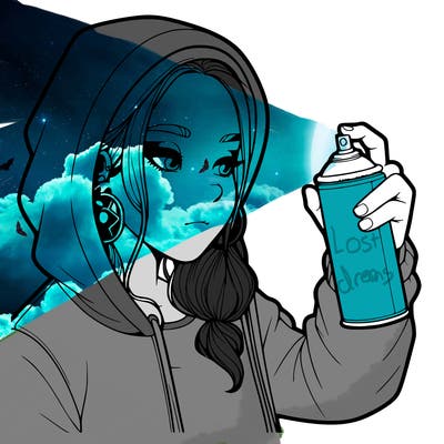 a realistic girl, spray painting