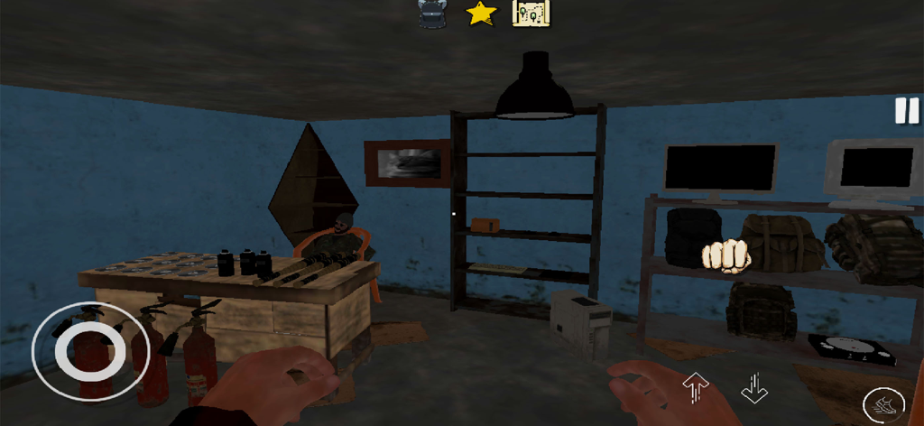 Internet Cafe Simulator 2 - Internet Cafe Simulator 2의 야구 방망이와 컴퓨터 장비가 있는 창고 방의 1인칭 시점