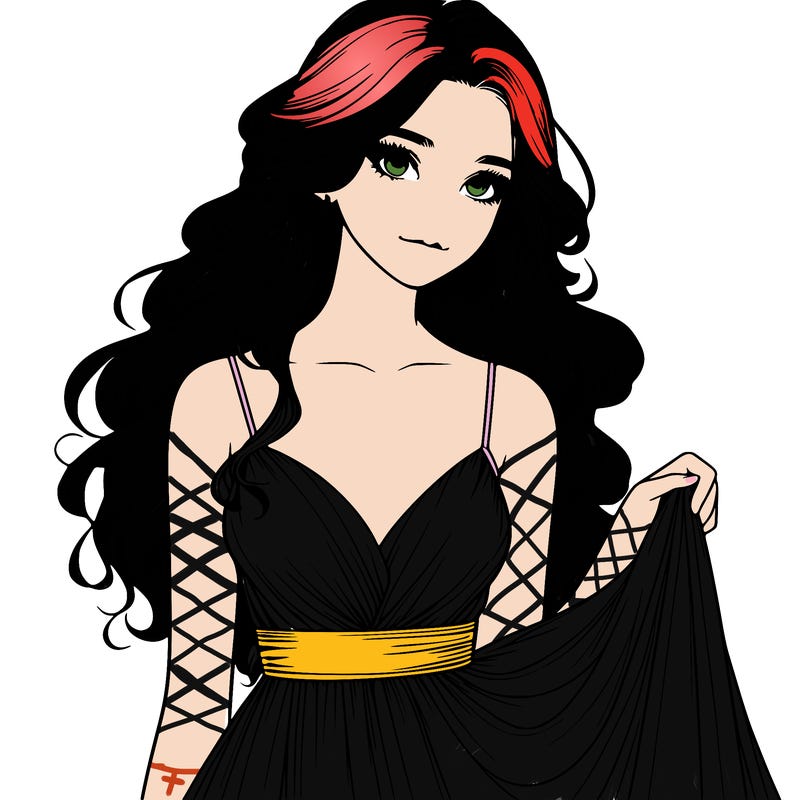 realistic girl in flowy silky prom dress