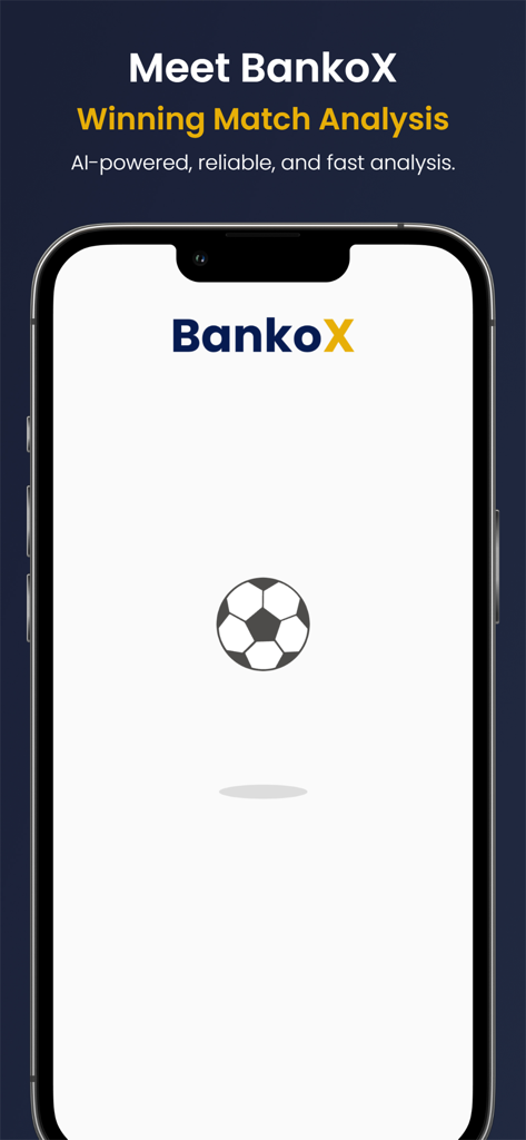 BankoX: Soccer Betting Tips - Pantalla de presentación de la aplicación de consejos de apuestas de fútbol BankoX con análisis de partidos impulsado por IA