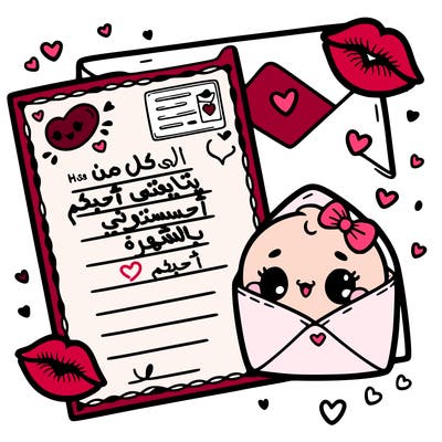 letter card, and kisses, for valentine day