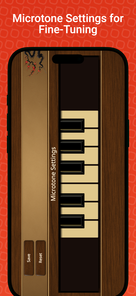 Koto Sim - Microtone settings screen for fine tuning the Koto Sim instrument app