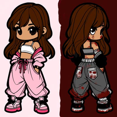 girl in crop top and baggy pants