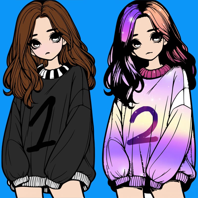 realistic girl with baggy sweater