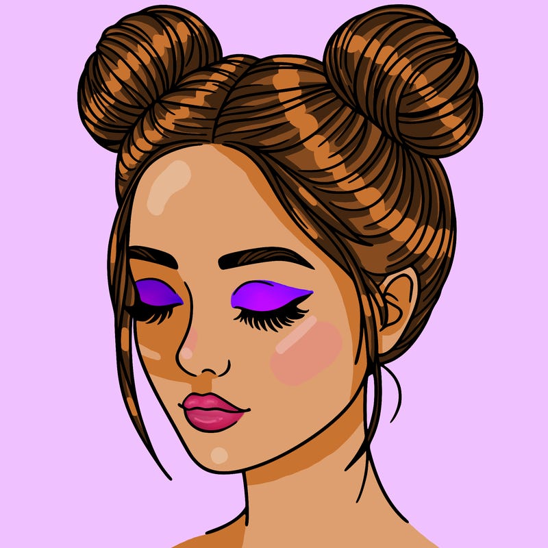 woman with hair buns