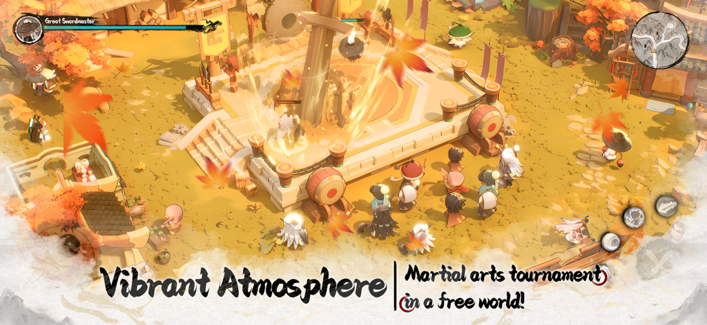 Wuxia Rising Star - A vibrant martial arts tournament scene in the open world of Wuxia Rising Star.