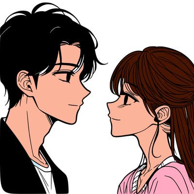 manhwa style two couple looking at each other