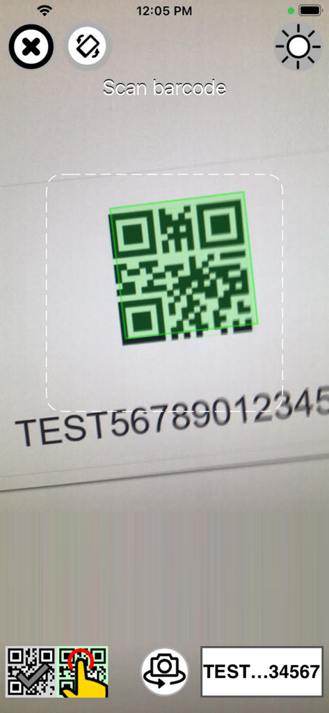 App Barcode Scan to Web che scansiona un codice QR su uno schermo
