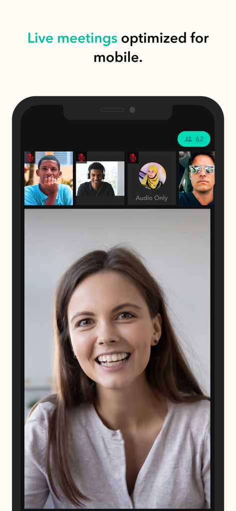 Eine Gruppen-Videoanruf-Oberfläche auf einem Smartphone von der Pronto-Kommunikations-App