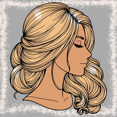 realistic woman's head & hair