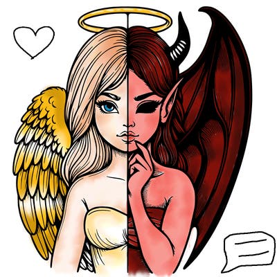 realistic angel half demon