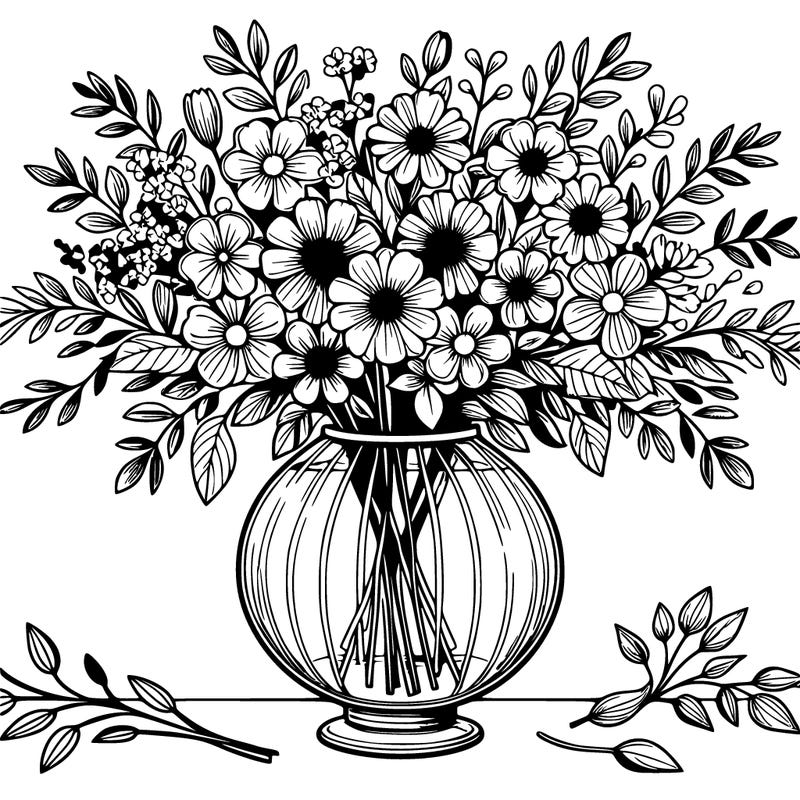 beautiful large glass vase full of flowers realistic