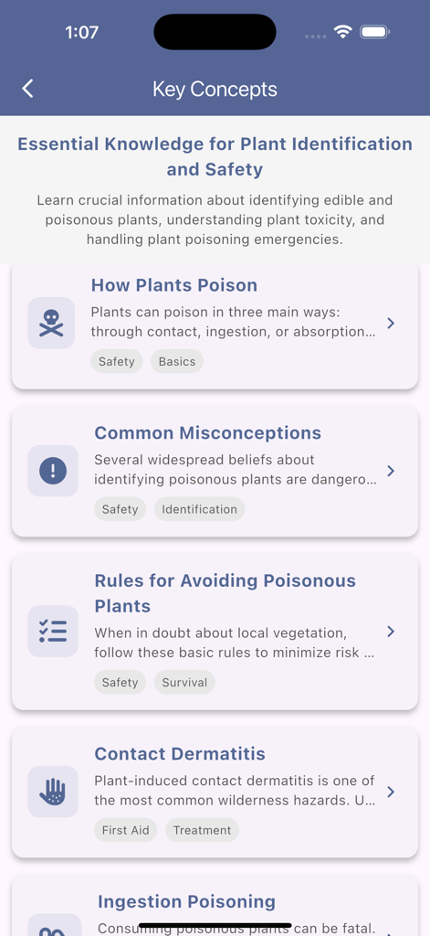 Edible and Poisonous Plants - A list of educational topics about plant safety and survival rules for foraging and hiking