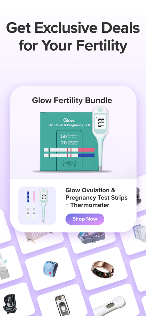 Glow Ovulation & Period App - Exclusive deals on Glow fertility bundle including ovulation tests and digital thermometer
