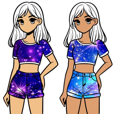 a teen girl wearing a crop top and jean shorts