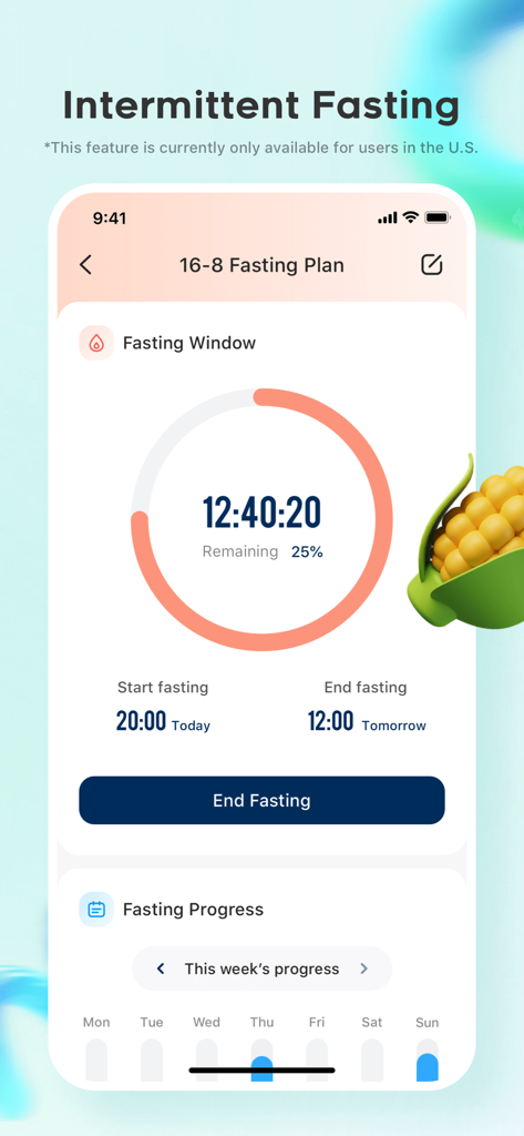 Temporizador de ayuno intermitente y seguimiento del progreso en la aplicación VeSync