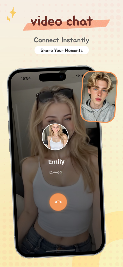 Tigo -  Connect, Play, Grow - Interfaccia dell'app Tigo che mostra una schermata di videochiamata con una chiamata in arrivo