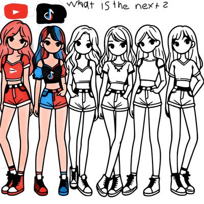 a group of girls wearing crop tops and shorts