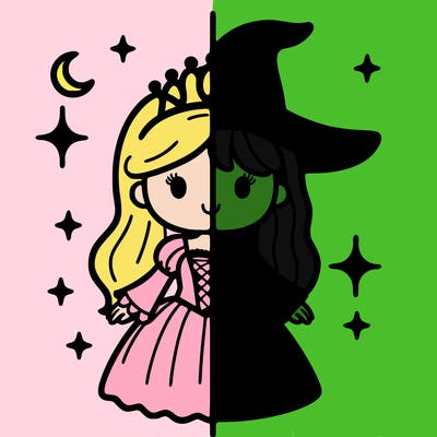 split princess and witch