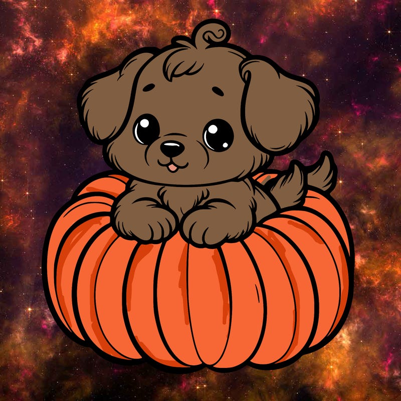 cute little puppy in a pumpkin