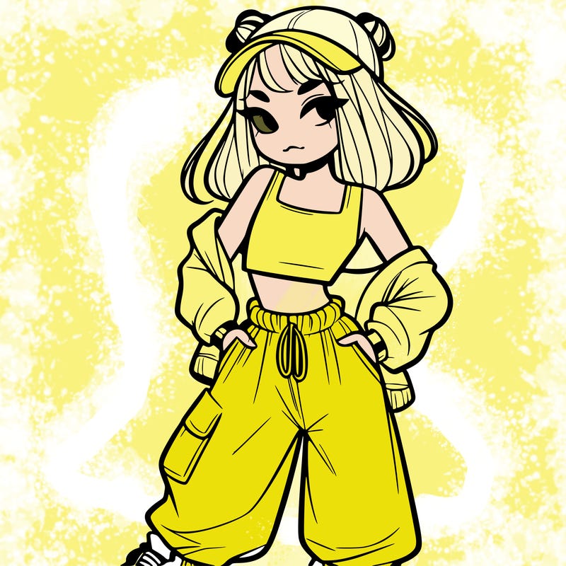 girl in crop top and baggy pants