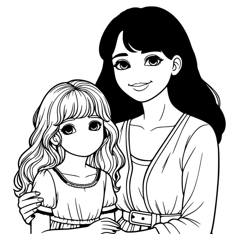 realistic mother and daughter