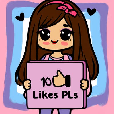 girl holding a sign saying 10 likes pls