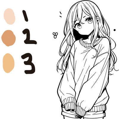 manga teen girl  in a sweater and baggy pants